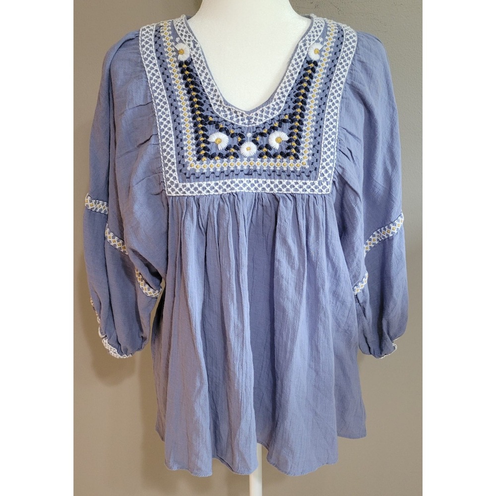 Max Studio Relaxed Boho Peasant Top